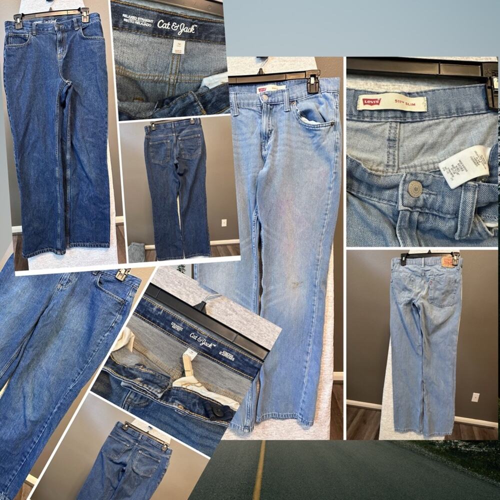 3 Pairs Boys Size 16 Jeans Bundle – Levi’s 511 Slim + Cat & Jack Straight